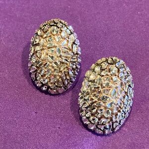 Vintage oval diamond cut earrings